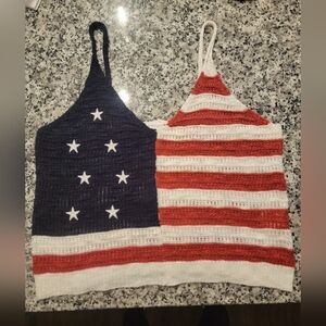 Patriotic American Flag Knit Top XL Nwot